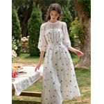 Lennox Ruffle Neck 100% Cotton Dress | Simple Retro