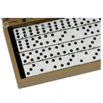 Double 6 Dominoes Set Beige Leather Case - GammonVillage