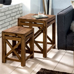 Sheesham Solid Wood Side Tables : Finebuy Sheesham Solid Wood Side Tables : Finebuy