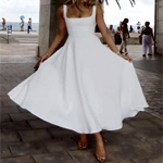 Square Neck Sleeveless A-line Maxi Dress : Milanoo