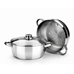Steel Steamer Pot With Glass Lid - Monix