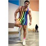 Rainbow Stripe Tight Fit Pride Singlet Romper | Ciciful