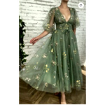 Bmbridal V Neck Tulle Sage Green Prom : Bmbridal.com