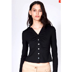V-Neck Ribbed Knit Shirt : Asobio