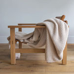 Waffle Print Beige Extended Throw | Sunset Snuggles