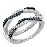 White Gold Round White & Blue Diamond Ladies : Dazzlingrock.com