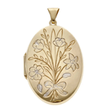 Yellow & White Gold Oval Floral Locket Pendant : William May