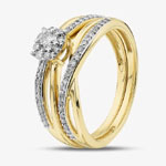 Yellow Gold Brilliant Cut Diamond Cluster Bridal Set Ring : Thbaker.co.uk