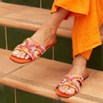 Zahara Orange Suede Slide Sandal | Linzi.me