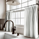 Zoe Linen Look Custom Cafe Curtain - TheHues
